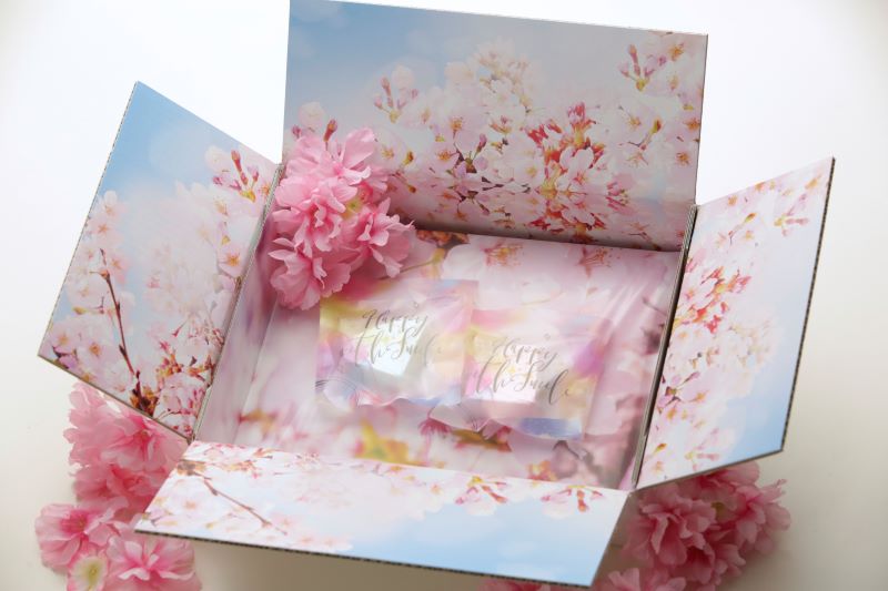 桜柄グレイスパットに入浴剤梱包画像